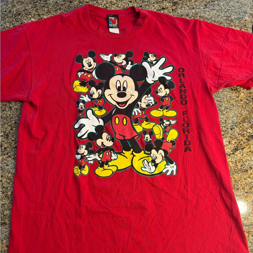 Vintage Mickey Unlimited Red Size Large VTG 90's Short Sleeve Disney T-Shirt Y2K